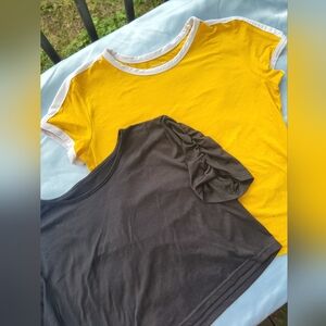 Arizona Fall Crop Top Tees Large Yellow And Black